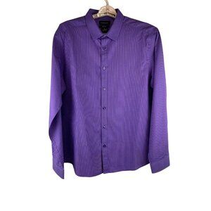 Mens XL Purple Pinstripes European Fashion Trend Slim Fit Dress Shirt